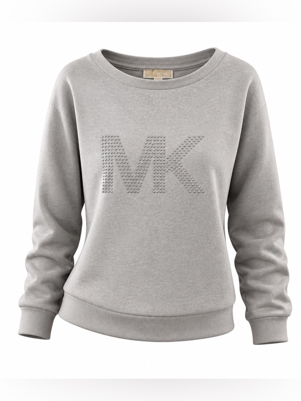 Michael Kors Heather Gray Crewneck Sweatshirt with Studded MK